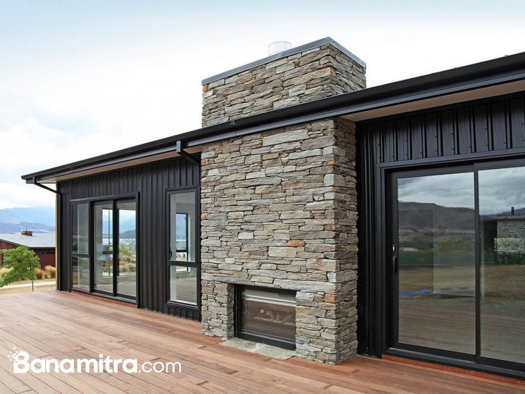 konsep rumah tropis stone cladding house