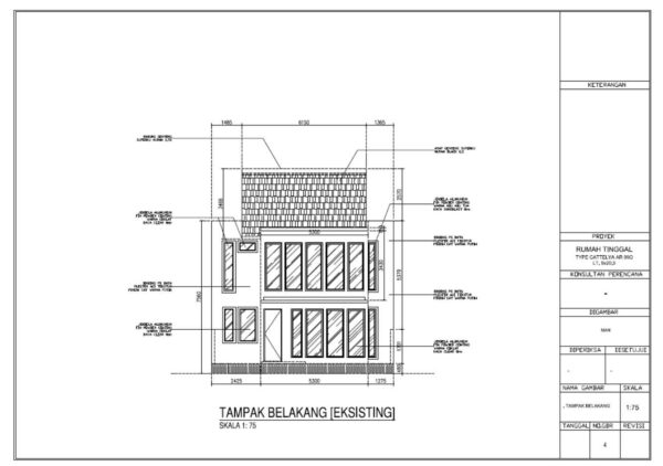 gambar kerja rumah 2 lantai