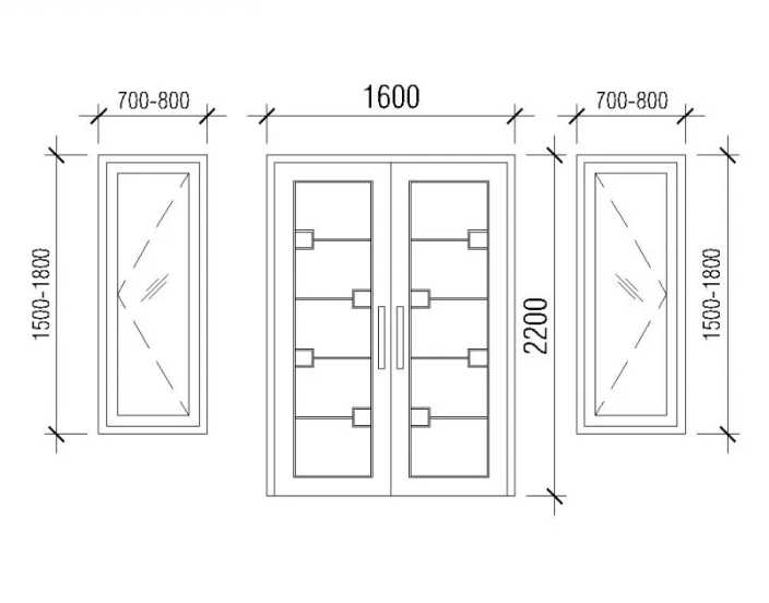 ukuran pintu 2 daun