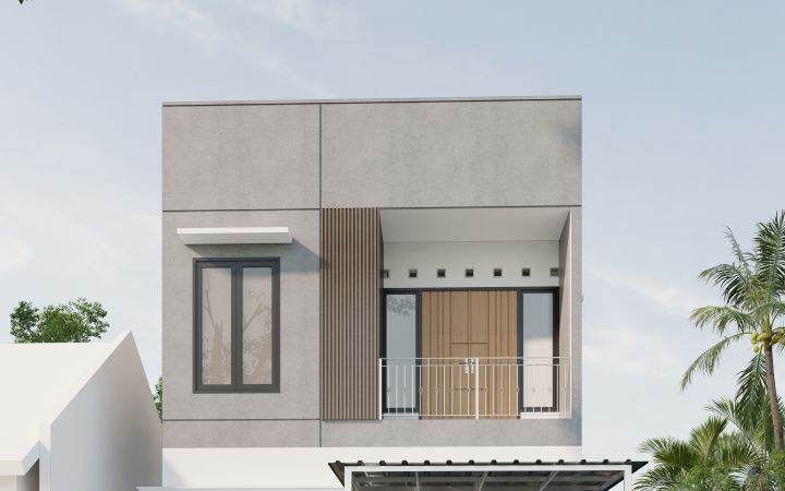 HJ House — rumah semi industrial dua lantai di Komplek J City, Medan