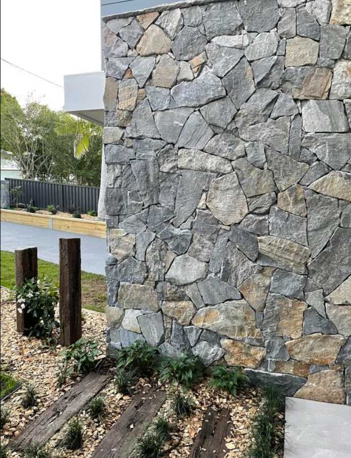 Dinding Teras Luar Batu Alam